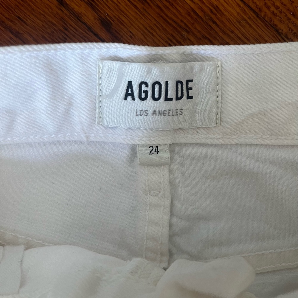 Agolde “Low Slung Baggy” White Jeans Size 24 (29 inch waist) - Picture 3 of 3